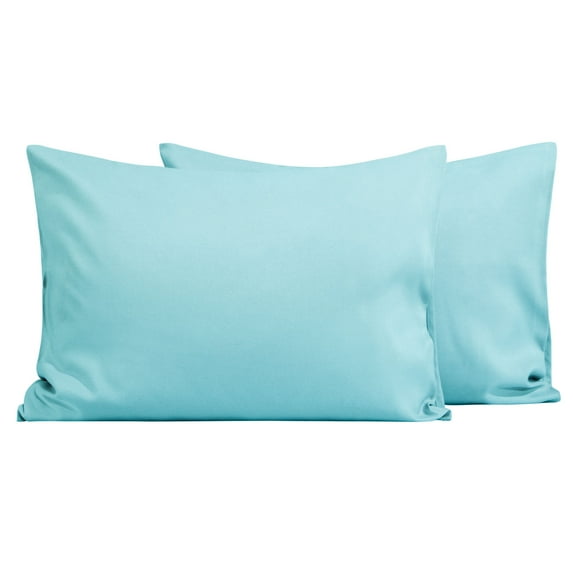 Flxxie 2 Pack Brushed Microfiber Toddler Pillowcases with Envelope Closure, Super Soft and Cozy Travel Pillow Covers, 14" x 20", Fits Pillows Sized 12"x16" 13"x18" 14"x19", Aqua