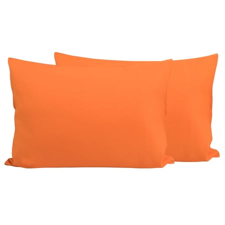Flxxie 2 Pack Brushed Microfiber Toddler Pillowcases with Zipper Closure, Super Soft and Cozy Travel Pillow Covers, 13" x 18", Fits Pillows Sized 12"x16" 13"x18" 14"x19", Orange