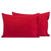 Flxxie 2 Pack Brushed Microfiber Toddler Pillowcases with Zipper Closure, Super Soft and Cozy Travel Pillow Covers, 13" x 18", Fits Pillows Sized 12"x16" 13"x18" 14"x19", Red