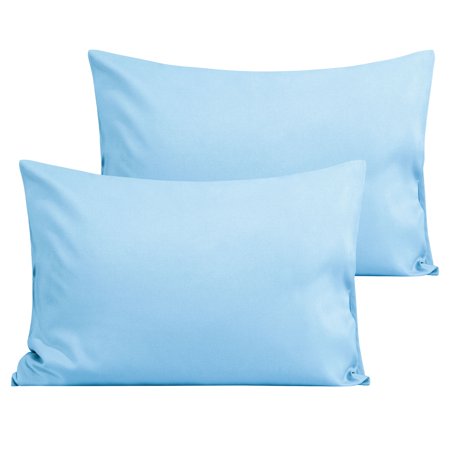 Flxxie 2 Pack Brushed Microfiber Toddler Pillowcases with Zipper Closure, Super Soft and Cozy Travel Pillow Covers, 13" x 18", Fits Pillows Sized 12"x16" 13"x18" 14"x19", Sky Blue