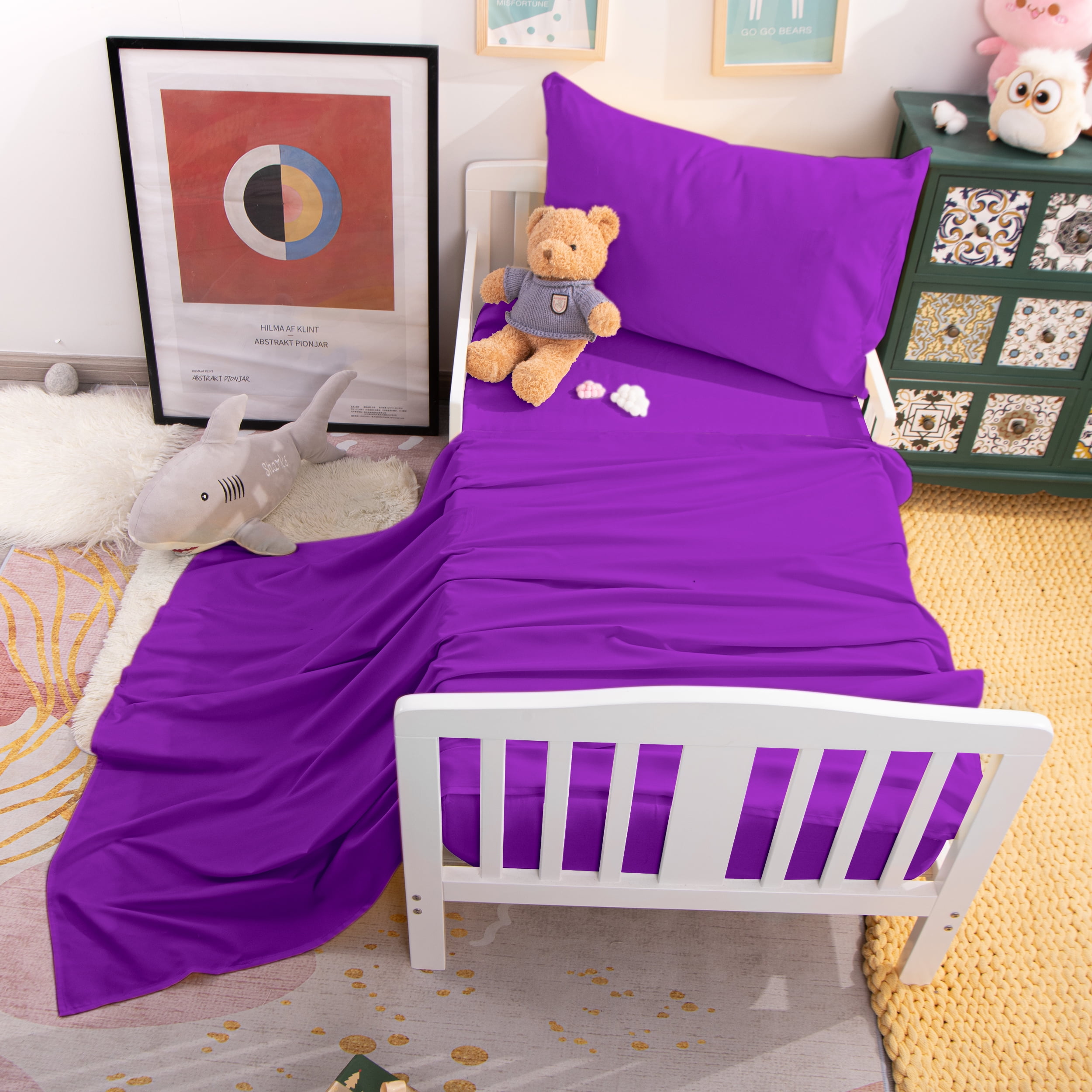 Flxxie Microfiber Toddler Sheet Set, Soft Crib Fitted Sheet Flat Sheet