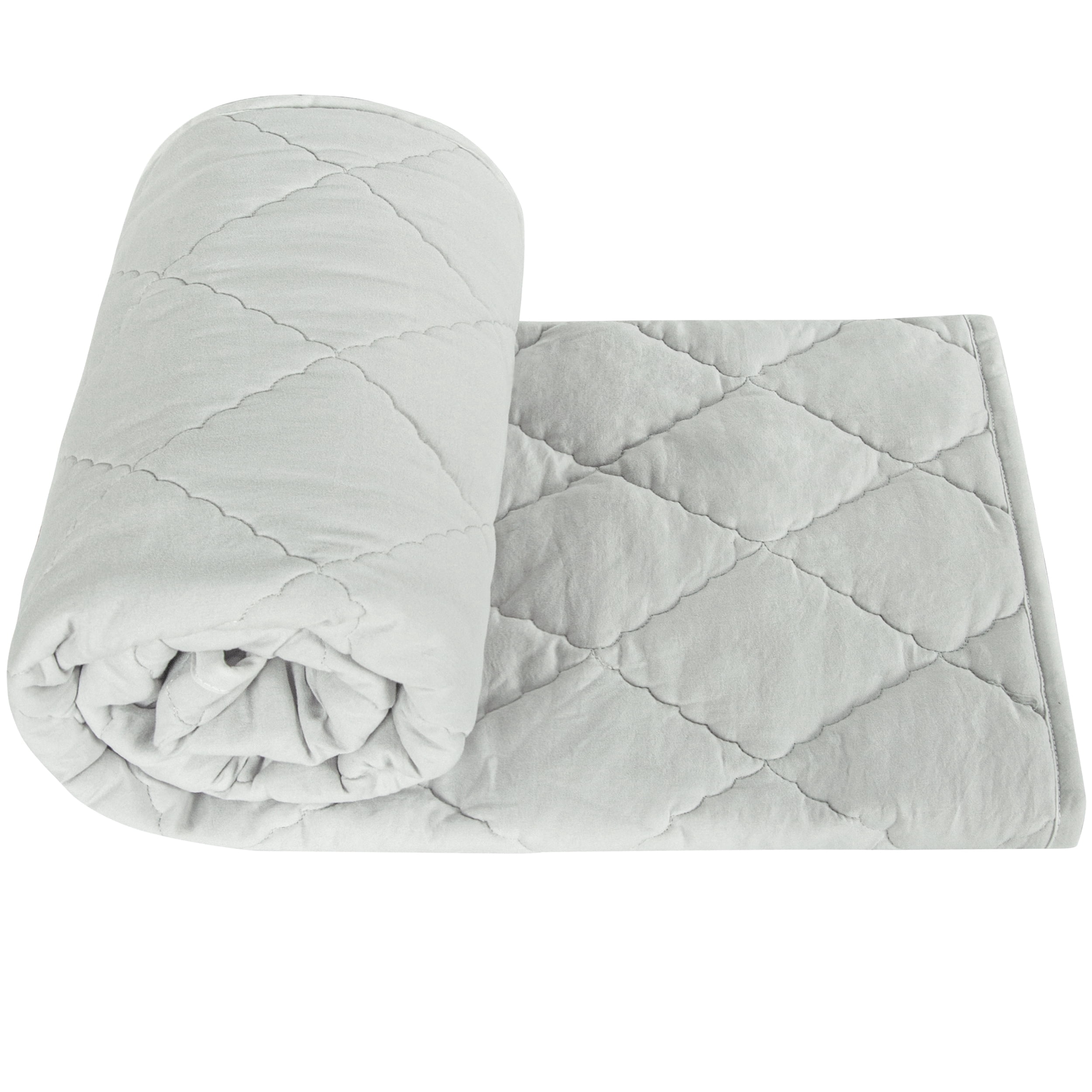 Flxxie Microfiber Ultra Soft Toddler Comforter, Warm Kids Crib Quilted Blanket, Light Gray, 43"x60"