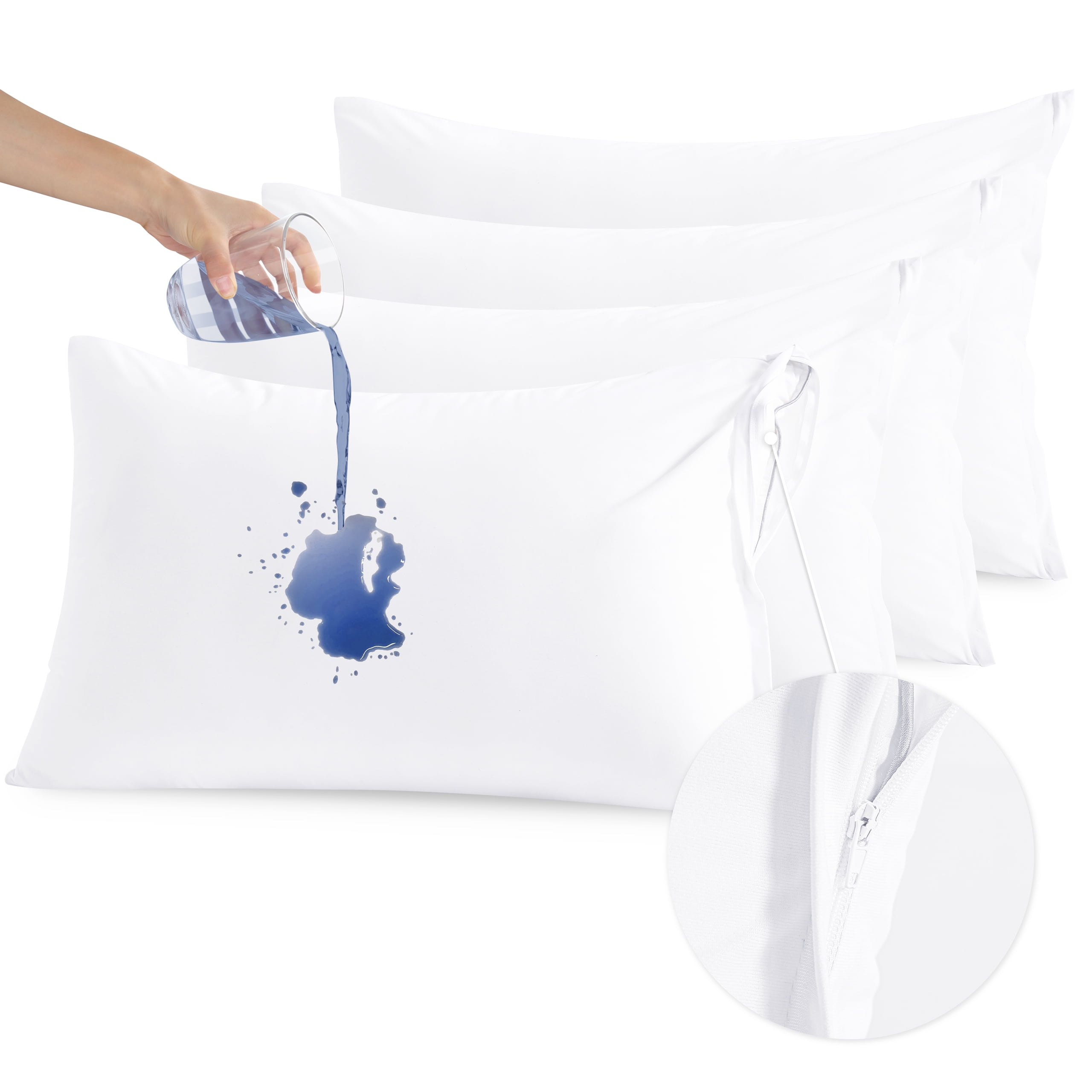 Flxxie Microfiber Waterproof Pillow Protectors with Hidden Quiet Zipper