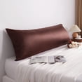 thumbnail image 1 of Flxxie Soft Cooling Body Pillowcase Cover Satin Silky Hidden Zipper 20x54 Dark Brown, 1 of 5
