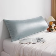 Flxxie Soft Cooling Body Pillowcase Cover Satin Silky Hidden Zipper 20x54 Silver Grey
