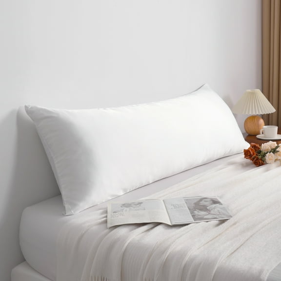 Flxxie Satin Silky Slip Cooling Body Pillowcase, Body Pillow Cover with Hidden Zipper, 20x54 Inches, Pure White