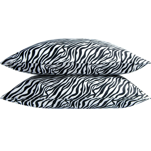 Flxxie Satin King Pillowcases Set of 2, 20x 36 inch, Zebra