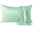 thumbnail image 1 of Flxxie Satin Pillowcases with Hidden Zipper for Hair and Skin, Breathable Cooling Pillow Cases, Cyan, King 20"X36", 2 Pack, 1 of 6