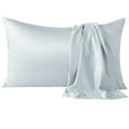 thumbnail image 1 of Flxxie Satin Pillowcases with Hidden Zipper for Hair and Skin, Breathable Cooling Pillow Cases, Gray, King 20"X36", 2 Pack, 1 of 6