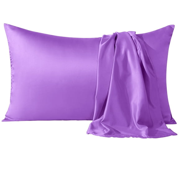 Flxxie Satin Pillowcases with Hidden Zipper for Hair and Skin, Breathable Cooling Pillow Cases, Purple, Queen 20"X30", 2 Pack
