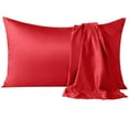thumbnail image 1 of Flxxie Satin Pillowcases with Hidden Zipper for Hair and Skin, Breathable Cooling Pillow Cases, Red, Queen 20"X30", 2 Pack, 1 of 6
