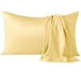 thumbnail image 1 of Flxxie Satin Pillowcases with Hidden Zipper for Hair and Skin, Breathable Cooling Pillow Cases, Yellow, Standard 20"X26", 2 Pack, 1 of 6
