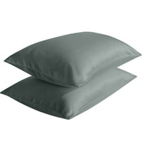Flxxie Satin Pillowcases with Zipper Silky Soft Sateen Pillow Cases Covers Set of 2 (Queen, Dark Gray)