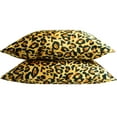 thumbnail image 1 of Flxxie Satin Queen Pillowcases Set of 2, 20x 30 inch, Yellow Leopard, 1 of 5