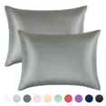 thumbnail image 1 of Flxxie Satin Zipper Pillowcases, Soft Travel Pillow Covers, 13"x18", Dark Grey, 2 Pieces, 1 of 5