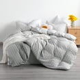 thumbnail image 1 of Flxxie Seersucker Textured Duvet Cover Pillow Sham Set with Corner Ties, Twin, Light Gray, 2-Pieces, 1 of 5