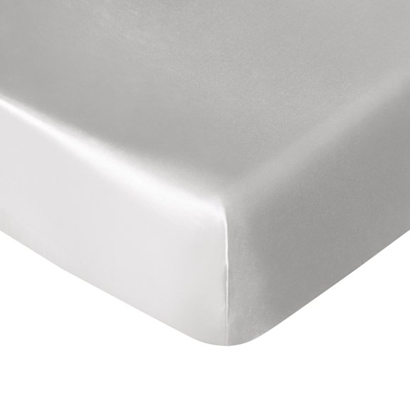 Flxxie Silk Satin Fitted Crib Sheet, Super Soft and Silky Crib Sheet for Standard Crib and Toddler Mattresses, Boys, Girls, Unisex, Silver Gray, 28x52 Inches