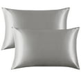thumbnail image 1 of Flxxie Silk Satin Toddler Pillowcases with Envelope Closure, Ultra Soft Travel Pillow Covers, Small Pillowcases for Kids, Gray, 14" x 20", 2 Pack, 1 of 5