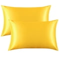 thumbnail image 1 of Flxxie Silk Satin Toddler Pillowcases with Envelope Closure, Ultra Soft Travel Pillow Covers, Small Pillowcases for Kids, Yellow, 14" x 20", 2 Pack, 1 of 5