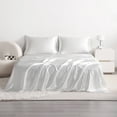 Flxxie Silky Satin Cooling Bed Sheet Set, Queen, White, 4 Pieces