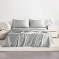 thumbnail image 1 of Flxxie 3 Pieces Twin Silky Satin Sheet Set for Hair and Skin, Includes Flat Sheet, Deep Pocket Fitted Sheet and Pillowcases, Silver Grey, 1 of 6