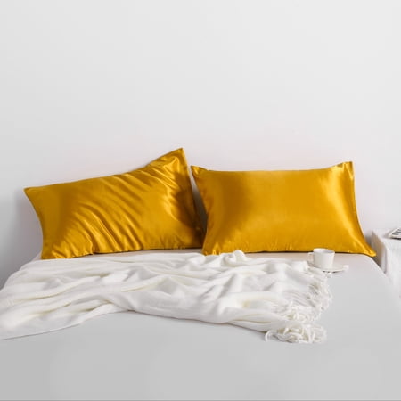 Flxxie Silky Satin Pillowcase Set of 2 Envelope Closure, California King, 20" x 40", Burnt Orange