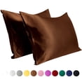 thumbnail image 1 of Flxxie Silky Satin Pillowcase Set of 2 Envelope Closure, California King, 20" x 40", Coffee, 1 of 7