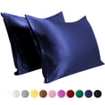 thumbnail image 1 of Flxxie Silky Satin Pillowcase Set of 2 Envelope Closure, California King, 20" x 40", Navy Blue, 1 of 7