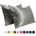 thumbnail image 1 of Flxxie Silky Satin Pillowcase Set of 2 Envelope Closure, Queen, 20" x 30", Dark Gray, 1 of 7