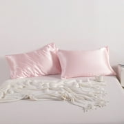 Flxxie Silky Satin Pillowcase Set of 2 Envelope Closure, Standard, 20" x 26", Light Pink