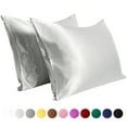 thumbnail image 1 of Flxxie Silky Satin Pillowcase Set of 2 Envelope Closure, Standard, 20" x 26", Silver Gray, 1 of 7