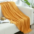 thumbnail image 1 of Flxxie Soft Cotton Cable Knitted Blanket Simple yet Quality Look, Twin 60" x 80", Turmeric, 1 of 5