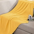 thumbnail image 1 of Flxxie Soft Cotton Cable Knitted Throw Blanket Simple yet Quality Look, 51" x 67", Yellow, 1 of 5