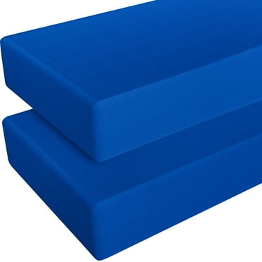 Flxxie Solid Color Microfiber Crib Fitted Sheet with 8" Pocket Unisex 2 Pack, 28" x 52", Royal Blue