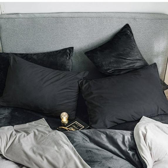 Flxxie Super Soft and Cozy Velvet Pillowcases with Hidden Zipper, Wrinkle, Shrink and Fade Resistance Pillow Cases, King, 20" x 36", Charcoal Gray, 2 Pack
