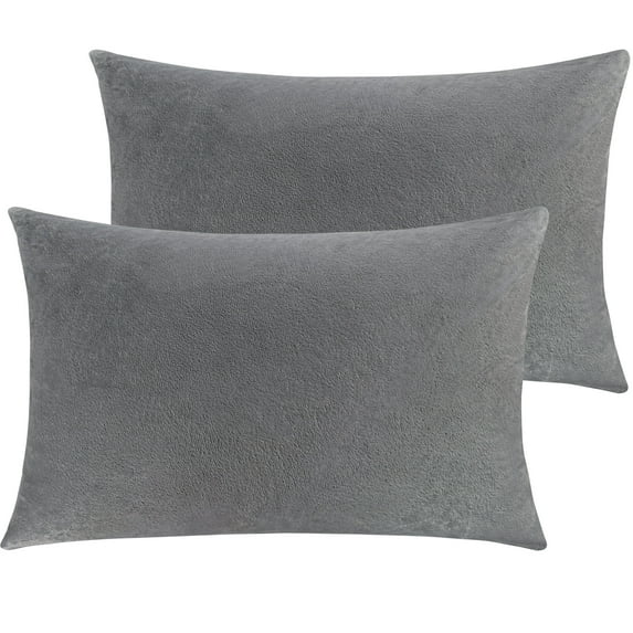 Flxxie Super Soft and Cozy Velvet Pillowcases with Hidden Zipper, Wrinkle, Shrink and Fade Resistance Pillow Cases, King, 20" x 36", Smoky Gray, 2 Pack