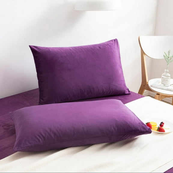 Flxxie Super Soft and Cozy Velvet Pillowcases with Hidden Zipper, Wrinkle, Shrink and Fade Resistance Pillow Cases, Queen, 20" x 30", Purple, 2 Pack