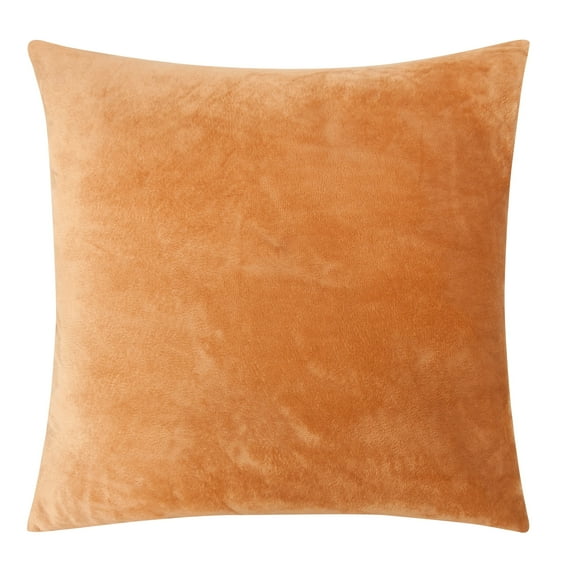 Flxxie Ultra Fluffy Soft Velvet Decorative Solid Color Throw Pillow Simple Euro Covers Cushion Case 1 Piece, 24" x 24", Ginger Yellow