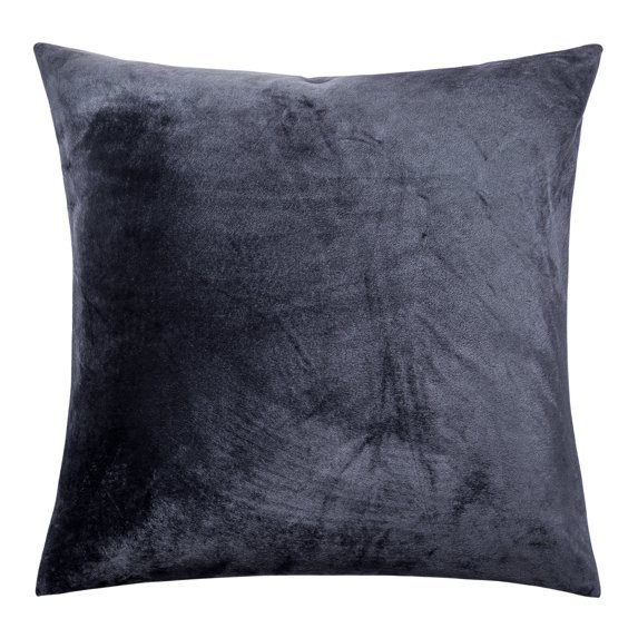 Flxxie Ultra Fluffy Soft Velvet Decorative Solid Color Throw Pillow Simple Euro Covers Cushion Case 1 Piece, 26" x 26", Charcoal Gray