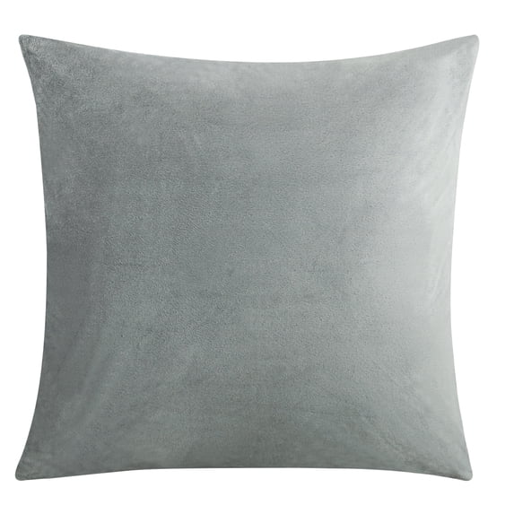 Flxxie Ultra Fluffy Soft Velvet Decorative Solid Color Throw Pillow Simple Euro Covers Cushion Case 1 Piece, 26" x 26", Light Gray