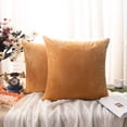 thumbnail image 1 of Flxxie Ultra Fluffy Soft Velvet Decorative Solid Color Throw Pillow Simple Square Covers Cushion Case 2 Pieces, 20" x 20", Camel, 1 of 5
