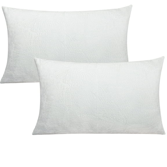 Flxxie Ultra Fluffy Soft Velvet Pillowcase with Zipper Set of 2, Queen 20" x 30", White
