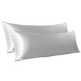thumbnail image 1 of Flxxie Ultra Silky Satin Body Pillowcase for Hair and Skin, 2 Pack Envelope Body Pillow Cover, 20" x 54", Silver Gray, 1 of 6