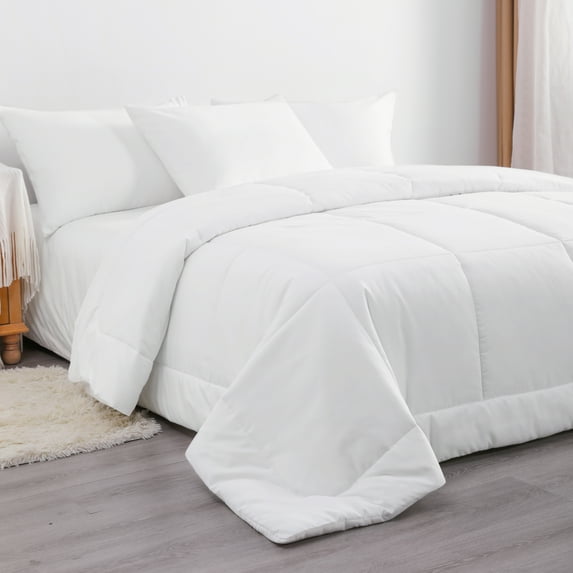 Flxxie Ultra Soft Down Alternative Comforter, King, 104x90 inch, White Quilted Duvet Insert