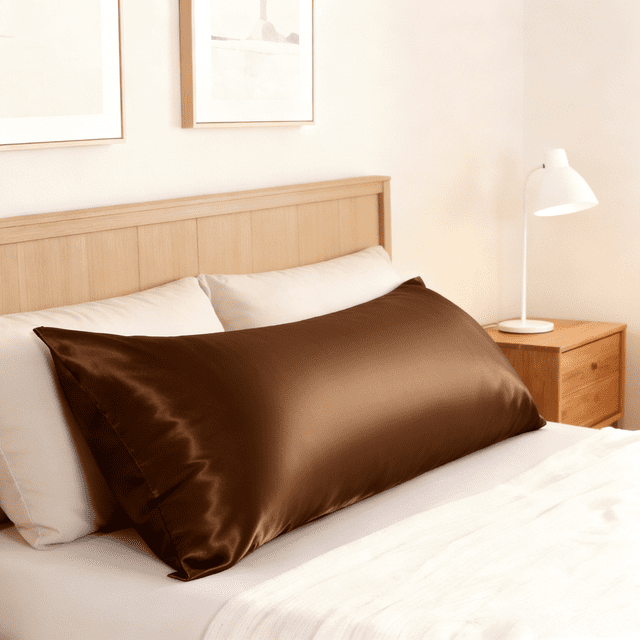 Flxxie Satin Body Pillow Cover - Ultra Soft Cooling 20"x54" Pillowcase for Hair & Skin, Anti Wrinkle - Envelope Closure - 1 Pack - Brown