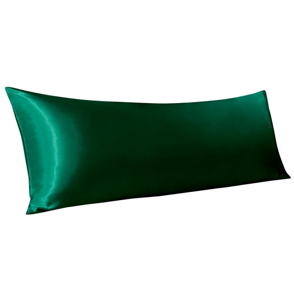 Flxxie Ultra Soft Satin Body Pillowcase for Hair and Skin, Luxurious and Silky Body Pillow Cover with Envelope Closure, 20"x54", Green