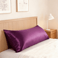 thumbnail image 1 of Flxxie Satin Body Pillow Cover - Ultra Soft Cooling 20"x54" Pillowcase for Hair & Skin, Anti Wrinkle - Envelope Closure - 1 Pack - Purple, 1 of 5