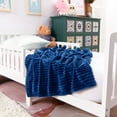 thumbnail image 1 of Flxxie Ultra Soft Warm Cozy Flannel Fluffy Fuzzy Toddler Blanket, Striped Design Baby Plush Blanket for Boys or Girls, 50" x 60", Navy Blue, 1 of 6