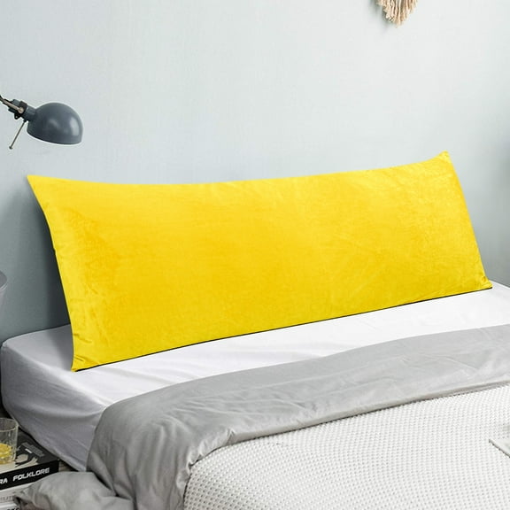 Flxxie Velvet Soft and Cozy Body Pillowcase, Luxury Fuzzy Long Body Pillow Cover with Zipper for All Seasons, 20"x54", Yellow