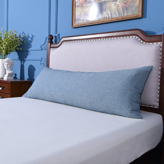 Flxxie Washed Cotton Body Pillowcase Ultra Soft Fast Sweat Absorption Body Pillow Cover, 20"x54", Demin Blue
